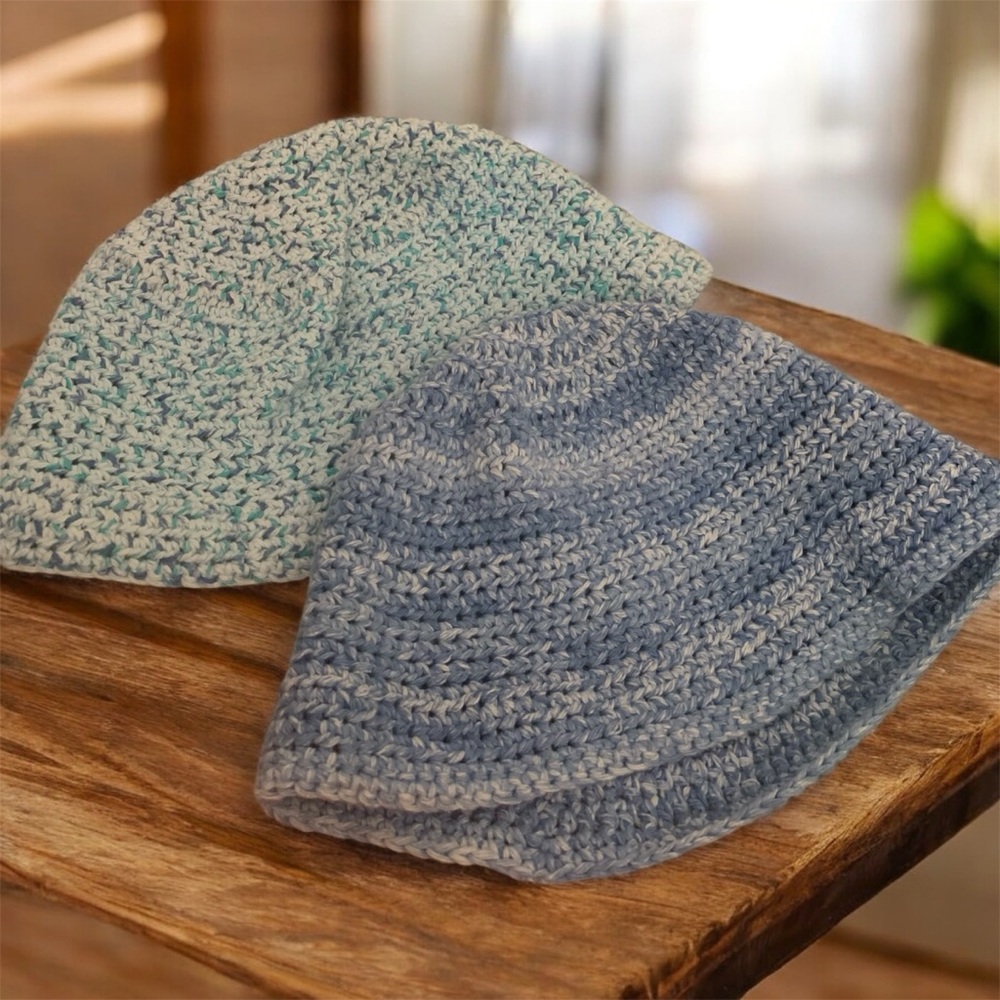 Stylish Blue and Green Women's Crochet Hats